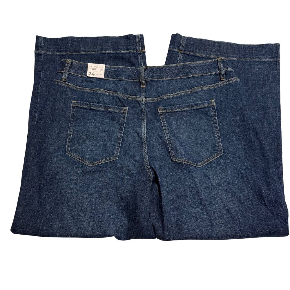 NWT Lane Bryant Signature Fit Wide Leg Womens Plus Sz 24 Dark Wash Denim Jeans - Picture 2 of 11
